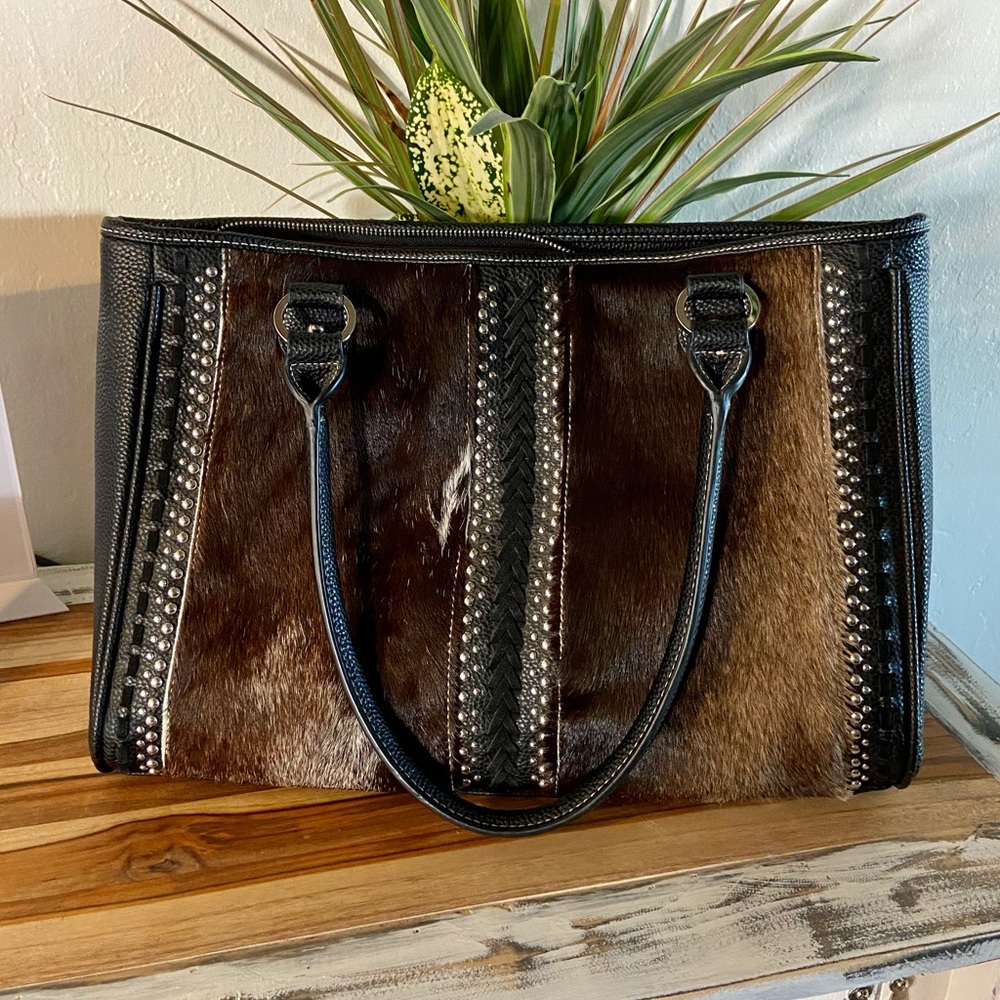 Trinity Ranch Large Purse Computer Bag hair-on hide  and stuffed